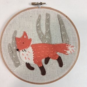 Handmade Fox Embroidery Hoop Art